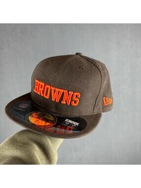Cleveland Browns New Era 59Fifty NFL On Field Fitted Hat 7 1/8 Brown Orange